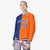 Custom Thunder-Blue Orange White Bomber Full-Snap Varsity Letterman Split Fashion Jacket