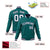 Custom Aqua- White-Navy Bomber Full-Snap Varsity Letterman Jacket