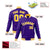 Custom Purple- Yellow-White Bomber Full-Snap Varsity Letterman Jacket