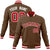 Custom Brown- Red-White Bomber Full-Snap Varsity Letterman Jacket