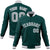 Custom Midnight Green- Gray- White Bomber Full-Snap Varsity Letterman Jacket