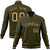 Custom Olive- Old-Gold-Black Bomber Full-Snap Varsity Letterman Jacket