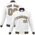 Custom White- Old Gold- Navy Bomber Full-Snap Varsity Letterman Jacket