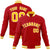 Custom Red-Gold-White Bomber Full-Snap Varsity Letterman Jacket