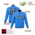 Custom Powder Blue- Black-White Bomber Full-Snap Varsity Letterman Jacket