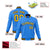 Custom Powder Blue- Yellow-Navy Bomber Full-Snap Varsity Letterman Jacket