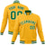 Custom Yellow-Kelly Green- White Bomber Full-Snap Varsity Letterman Jacket