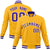 Custom Yellow- Purple-White Bomber Full-Snap Varsity Letterman Jacket