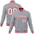 Custom Gray-White-Red Bomber Full-Snap Varsity Letterman Jacket