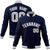 Custom Navy- Gray-White Bomber Full-Snap Varsity Letterman Jacket