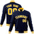 Custom Navy-Yellow-White Bomber Full-Snap Varsity Letterman Jacket