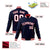 Custom Navy- White- Red Bomber Full-Snap Varsity Letterman Jacket