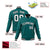 Custom Aqua-White-Black Bomber Full-Snap Varsity Letterman Jacket