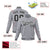 Custom Gray Black White Bomber Full-Snap Varsity Letterman Jacket