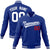 Custom Navy Blue White Red Bomber Full-Snap Varsity Letterman Jacket