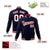 Custom Navy White Red Bomber Full-Snap Varsity Letterman Jacket