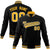 Custom Black Yellow White Bomber Full-Snap Varsity Letterman Jacket