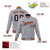 Custom Gray Navy Orange Bomber Full-Snap Varsity Letterman Jacket