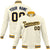 Custom Cream Navy Gold Bomber Full-Snap Varsity Letterman Jacket