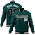 Custom Midnight-Green Black-White Bomber Full-Snap Varsity Letterman Jacket