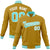 Custom Brown Aqua White Bomber Full-Snap Varsity Letterman Jacket