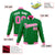 Custom Neon-Green Pink-White Bomber Full-Snap Varsity Letterman Jacket