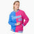 Custom Light-Blue Pink Bomber Full-Snap Varsity Letterman Split Fashion Jacket