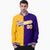 Custom Yellow White Purple Bomber Full-Snap Varsity Letterman Split Fashion Jacket