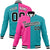 Custom Pink Aqua Black-White Bomber Full-Snap Varsity Letterman Split Fashion Jacket