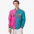 Custom Pink Aqua Black-White Bomber Full-Snap Varsity Letterman Split Fashion Jacket