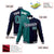 Custom Kelly-Green Navy White Bomber Full-Snap Varsity Letterman Split Fashion Jacket