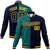 Custom Kelly-Green Navy Yellow Bomber Full-Snap Varsity Letterman Split Fashion Jacket