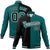 Custom Black White Aqua Bomber Full-Snap Varsity Letterman Split Fashion Jacket