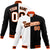 Custom White Black Orange Bomber Full-Snap Varsity Letterman Split Fashion Jacket