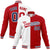 Custom White Red Purple Bomber Full-Snap Varsity Letterman Split Fashion Jacket