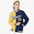 Custom Yellow-Navy White Bomber Full-Snap Varsity Letterman Split Fashion Jacket