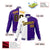 Custom White Yellow Purple Bomber Full-Snap Varsity Letterman Split Fashion Jacket