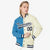 Custom Light-Blue Cream Navy Bomber Full-Snap Varsity Letterman Split Fashion Jacket