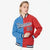 Custom Light-Blue Red Navy Bomber Full-Snap Varsity Letterman Split Fashion Jacket