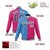 Custom Light-Blue Pink Navy Bomber Full-Snap Varsity Letterman Split Fashion Jacket