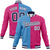 Custom Light-Blue Pink Navy Bomber Full-Snap Varsity Letterman Split Fashion Jacket