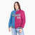 Custom Light-Blue Pink Navy Bomber Full-Snap Varsity Letterman Split Fashion Jacket