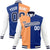 Custom Orange Purple White Bomber Full-Snap Varsity Letterman Split Fashion Jacket