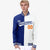 Custom Thunder-Blue Orange White Bomber Full-Snap Varsity Letterman Split Fashion Jacket