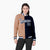 Custom Brown Navy Bomber Full-Snap Varsity Letterman Split Fashion Jacket