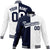 Custom Navy-White Bomber Full-Snap Varsity Letterman Split Fashion Jacket