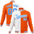 Custom White Light-Blue Orange Bomber Full-Snap Varsity Letterman Split Fashion Jacket