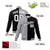 Custom Gray Black White Bomber Full-Snap Varsity Letterman Split Fashion Jacket