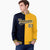 Custom Navy White Yellow Bomber Full-Snap Varsity Letterman Split Fashion Jacket