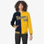 Custom Navy White Yellow Bomber Full-Snap Varsity Letterman Split Fashion Jacket